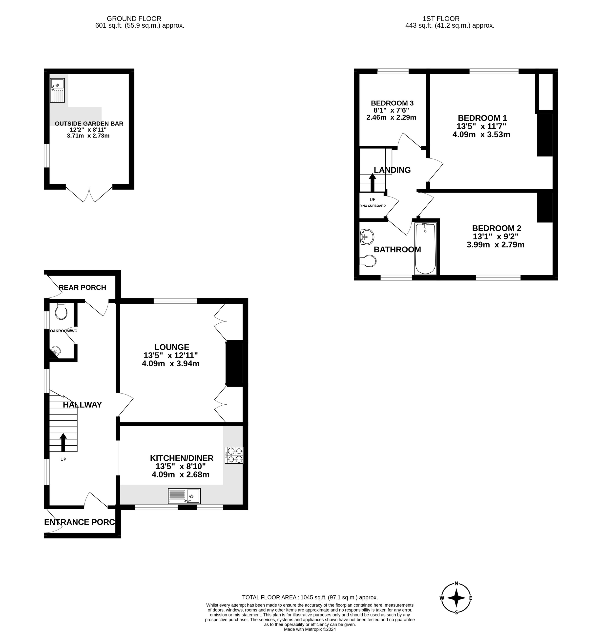 3 bed end of terrace house for sale in New Park Road, Kingsteignton - Property floorplan