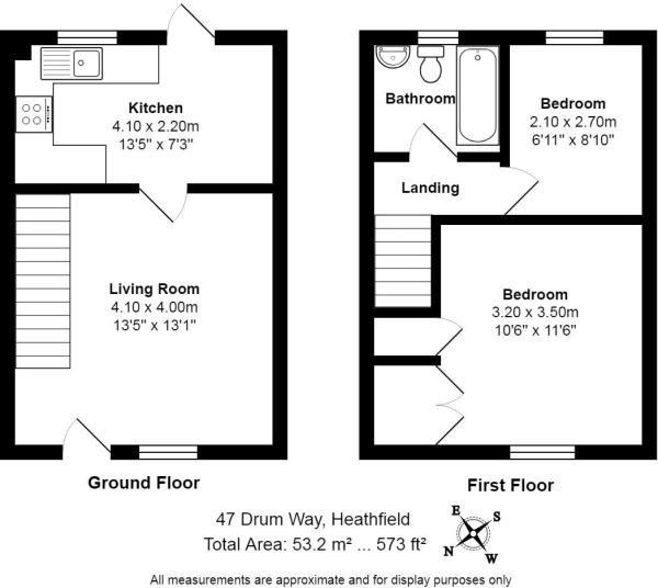 2 bed terraced house to rent in Heathfield, Newton Abbot - Property floorplan