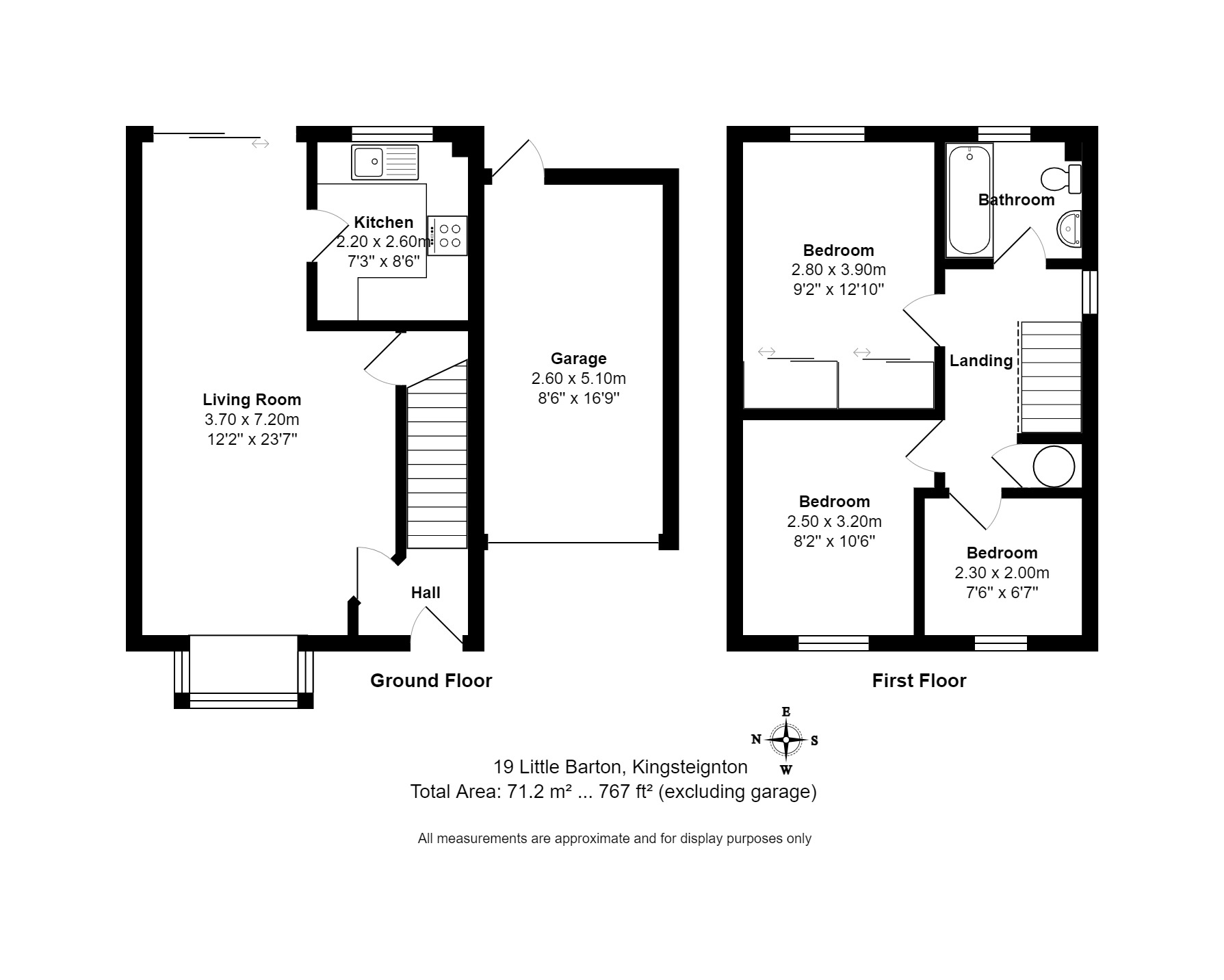 3 bed end of terrace house for sale in Little Barton, Kingsteignton - Property floorplan
