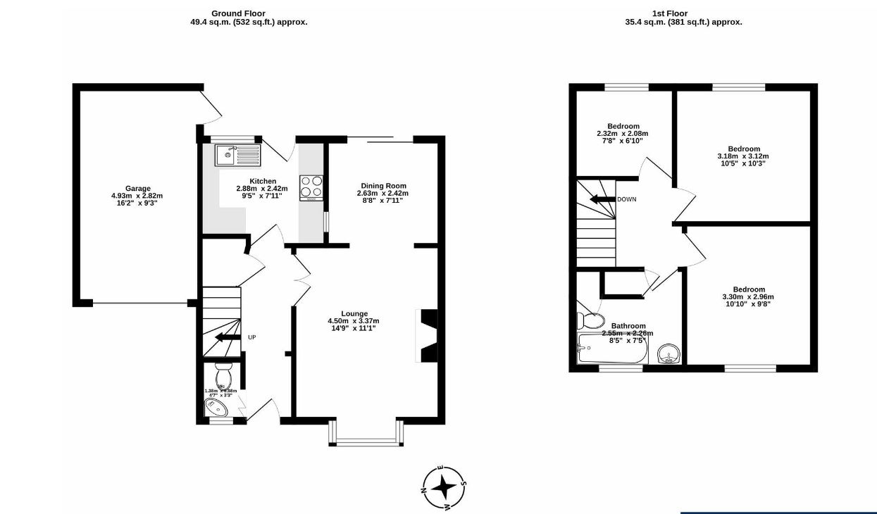 3 bed semi-detached house for sale in Little Hayes, Kingsteignton - Property floorplan