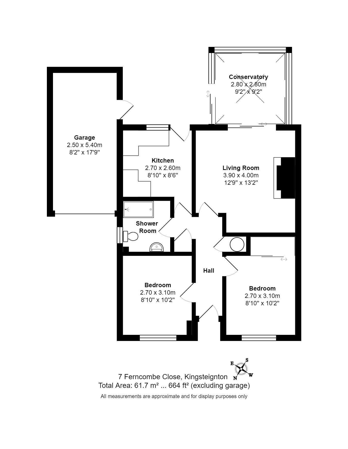 2 bed bungalow for sale in Ferncombe Close, Kingsteignton - Property floorplan