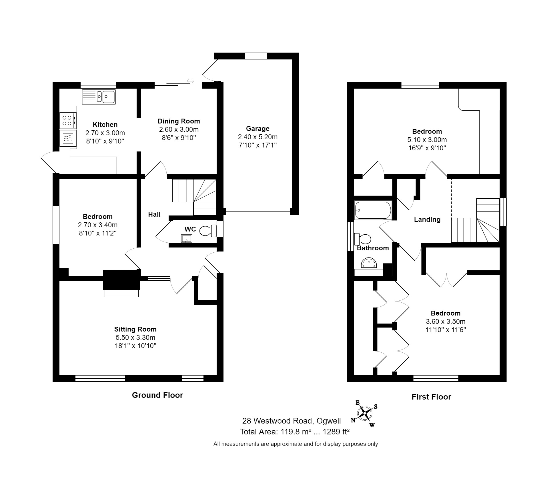 3 bed link detached house for sale in Westwood Road, Ogwell - Property floorplan