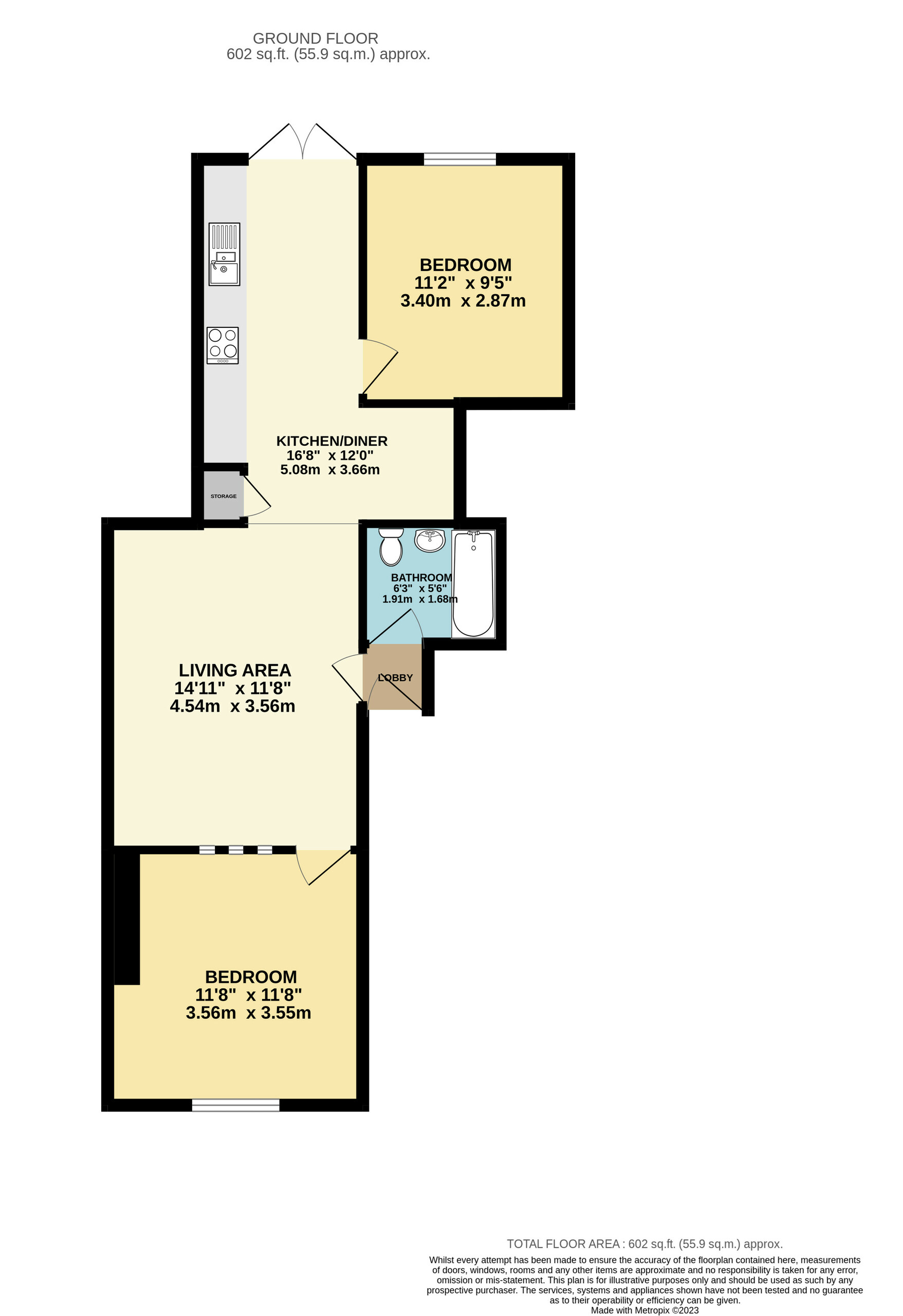 2 bed apartment for sale in Eugene Road, Paignton - Property floorplan