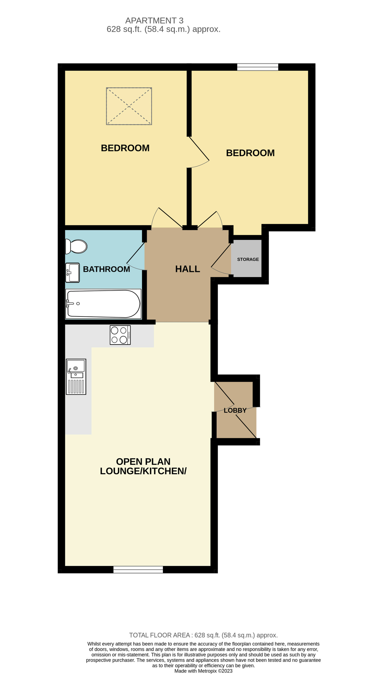2 bed apartment for sale in 8 Eugene Road, Preston, Paignton - Property floorplan