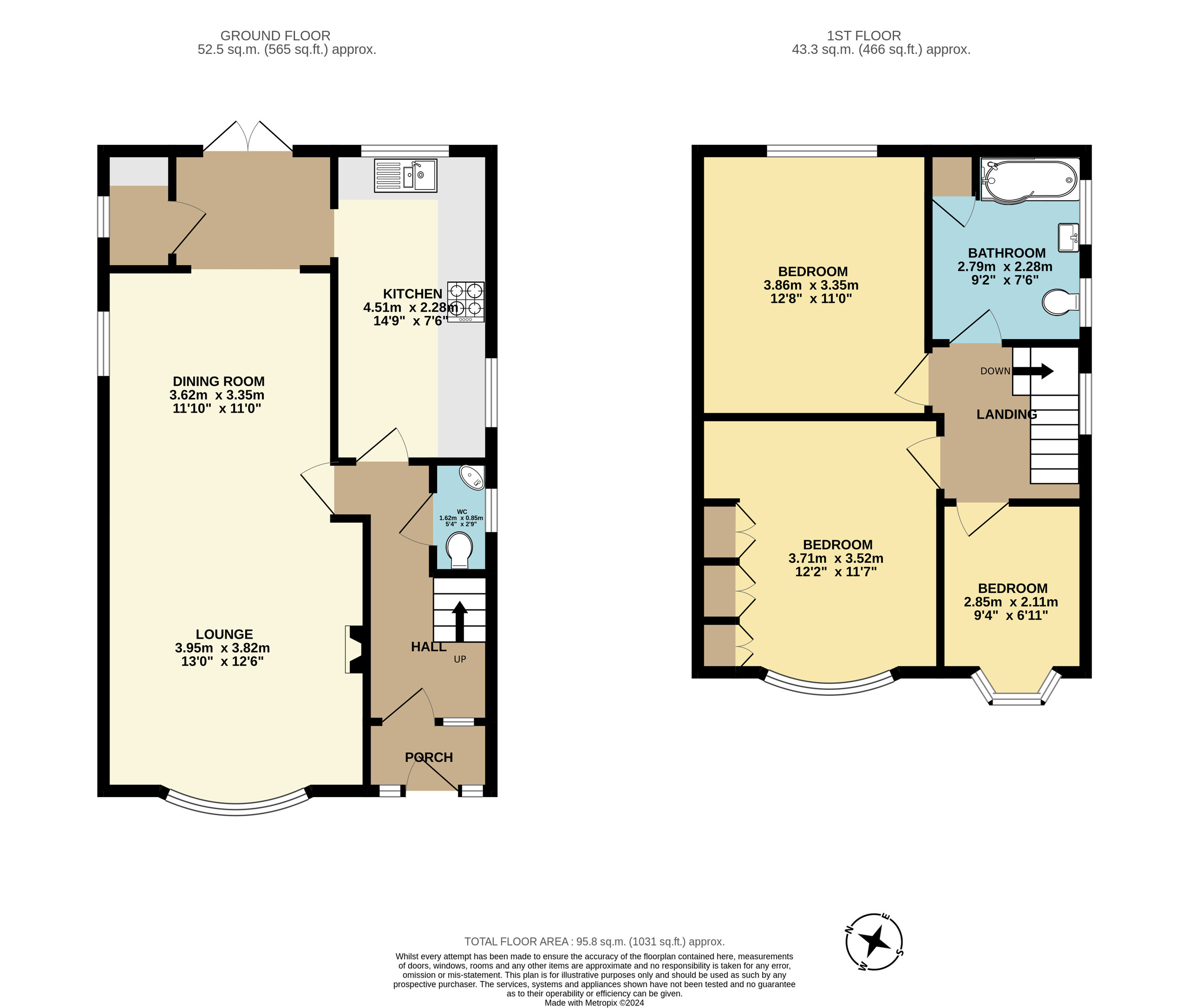 3 bed detached house for sale in Cedar Road, Paignton - Property floorplan