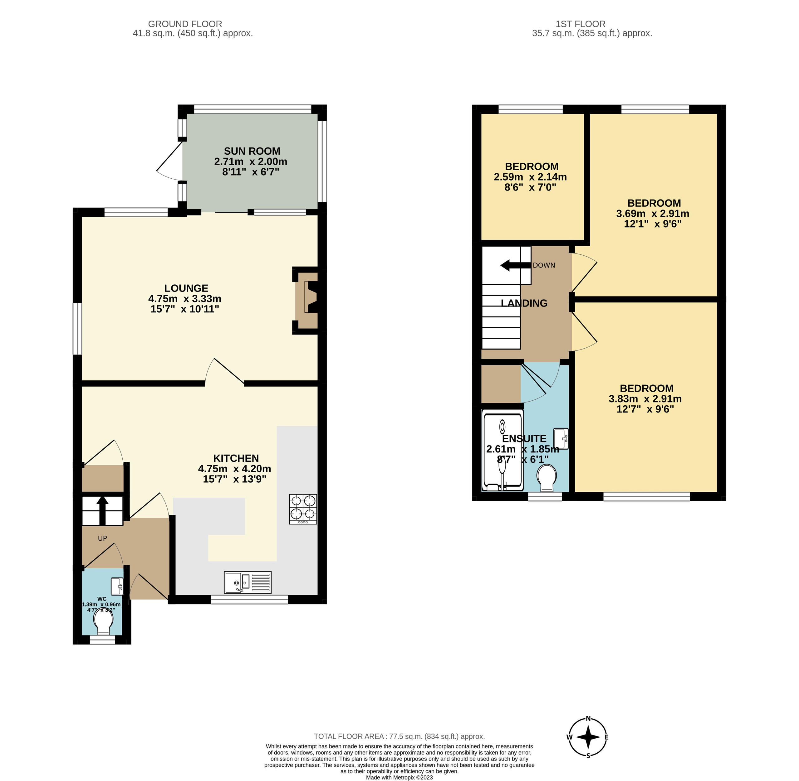 3 bed semi-detached house for sale in Smallcombe Road, Paignton - Property floorplan