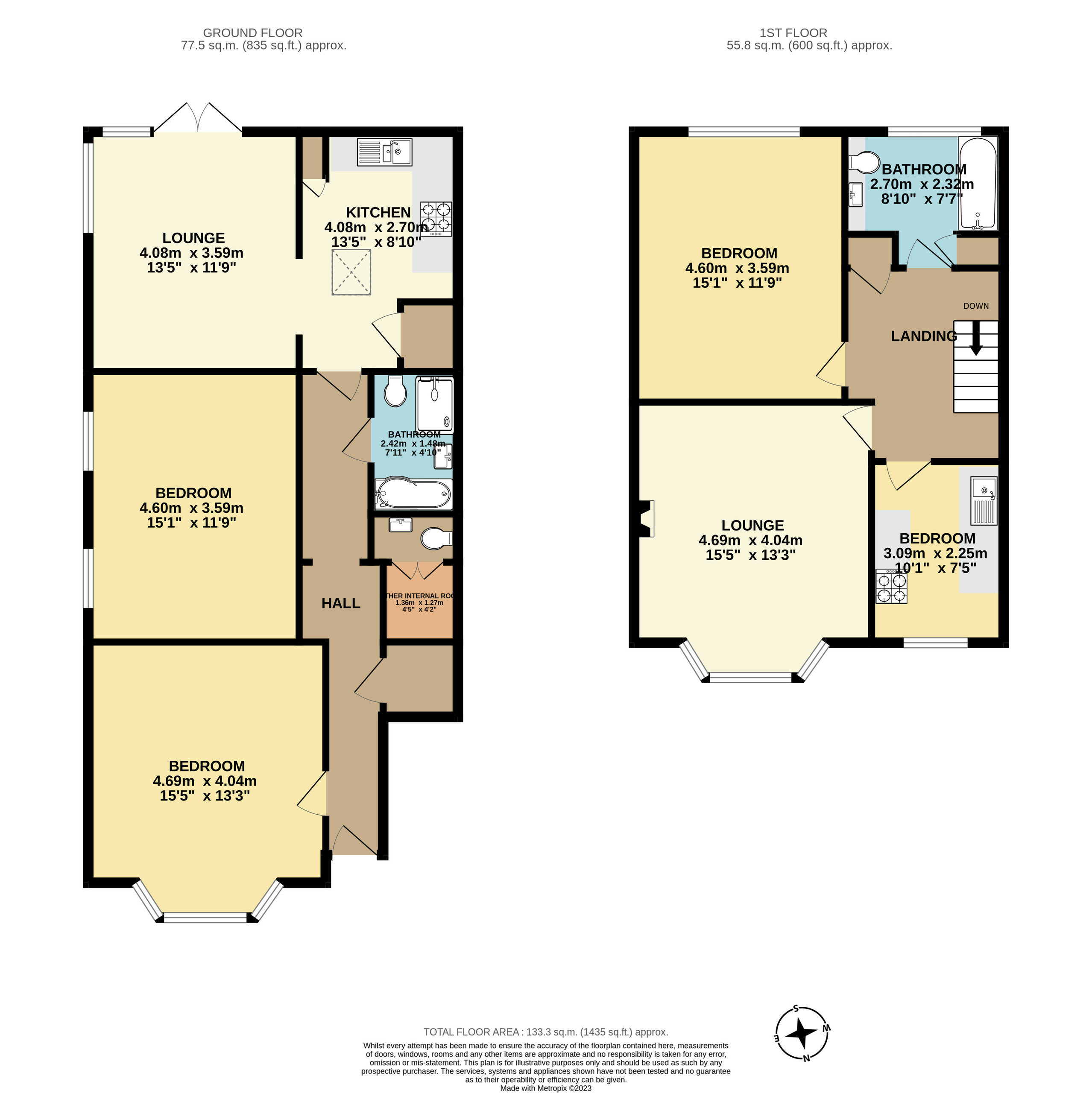 3 bed semi-detached house for sale in Higher Polsham Road, Paignton - Property floorplan