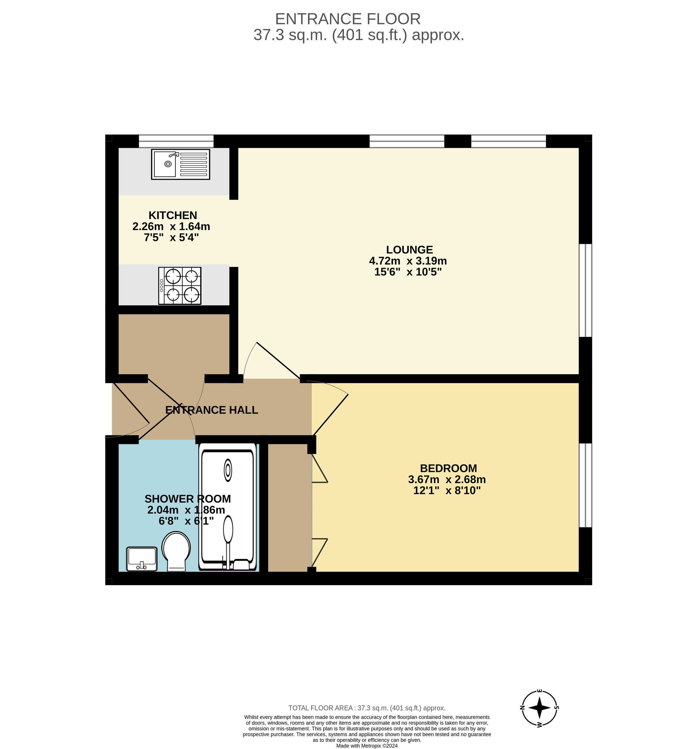 1 bed apartment for sale in Belle Vue Road, Paignton - Property floorplan