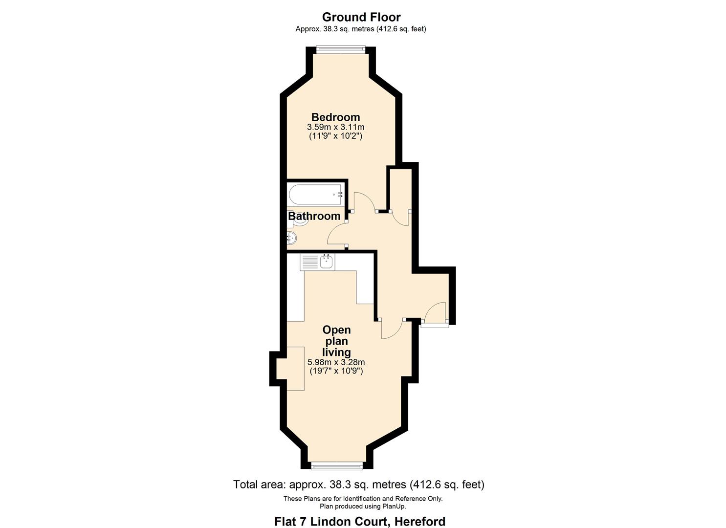 1 bed apartment for sale in Bodenham Road, Hereford - Property floorplan