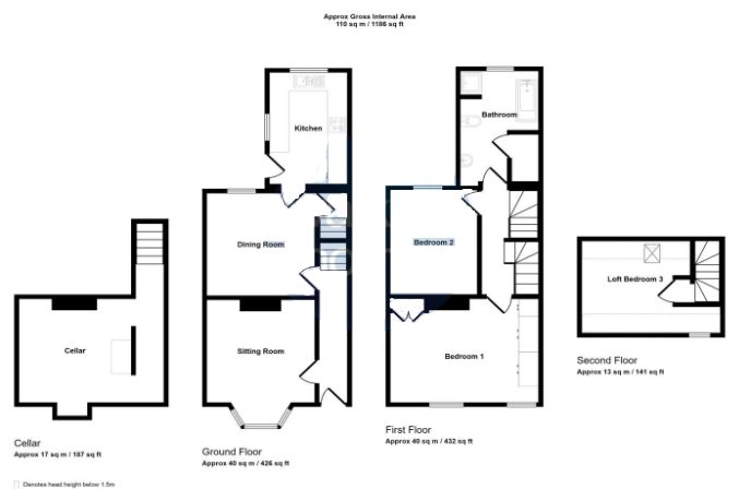 3 bed end of terrace house for sale in Chandos Street, Hereford - Property floorplan