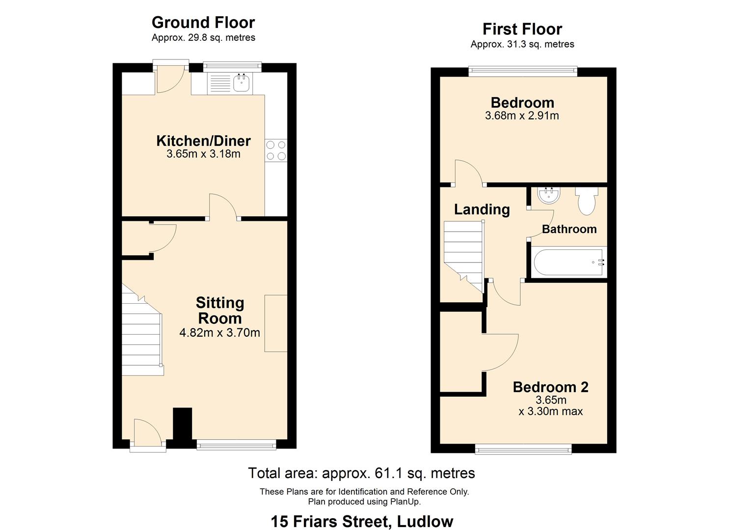 2 bed terraced house to rent in Friars Field, Ludlow - Property floorplan