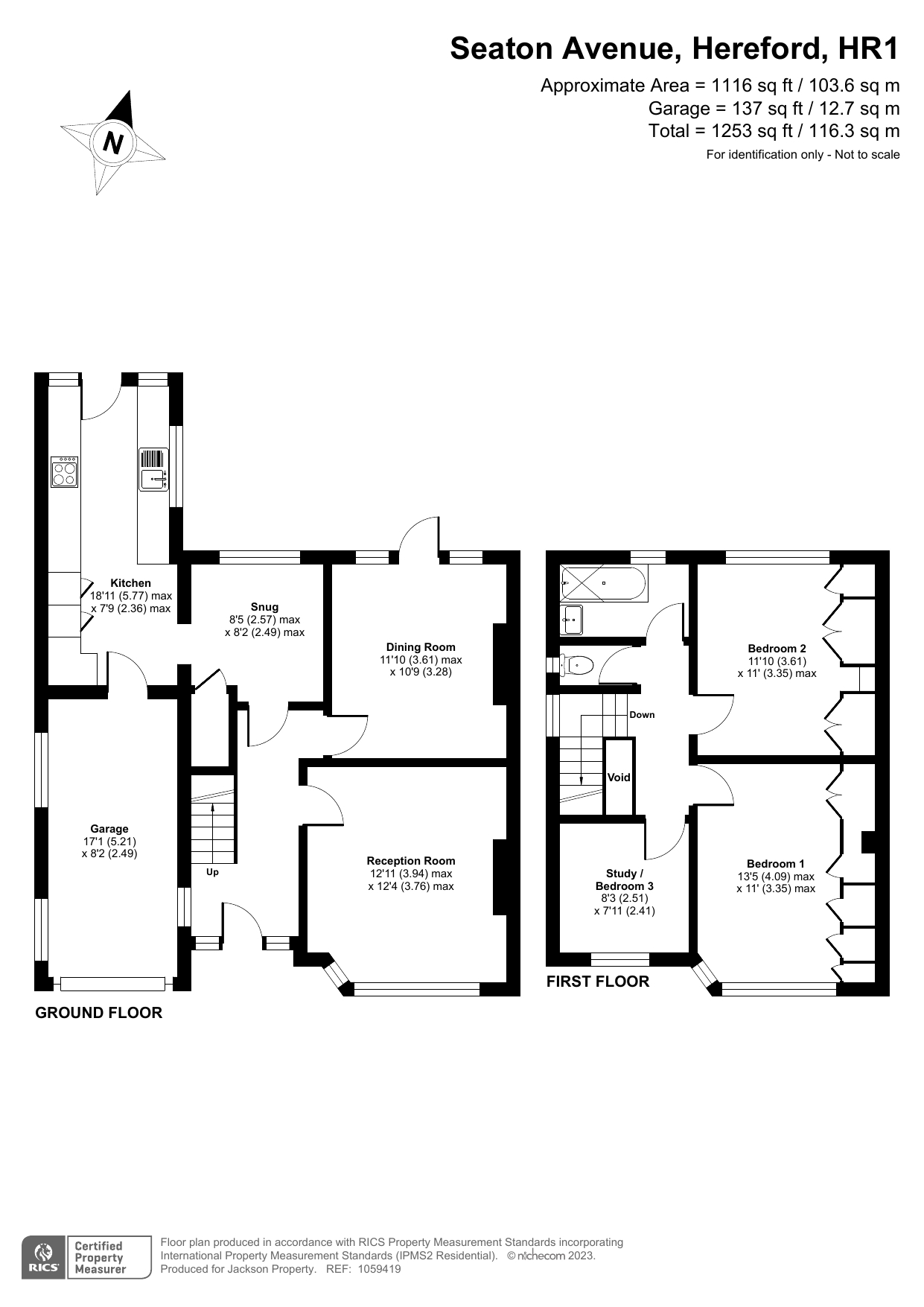 3 bed semi-detached house for sale in Seaton Avenue, Hereford - Property floorplan