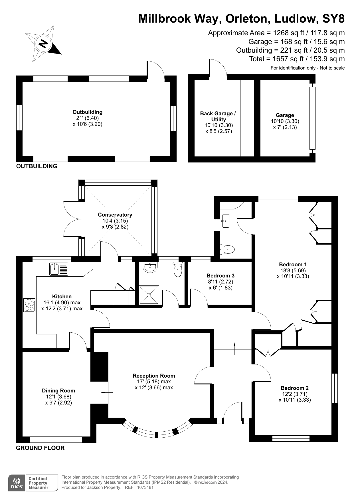3 bed detached bungalow for sale in Millbrook Way, Ludlow - Property floorplan