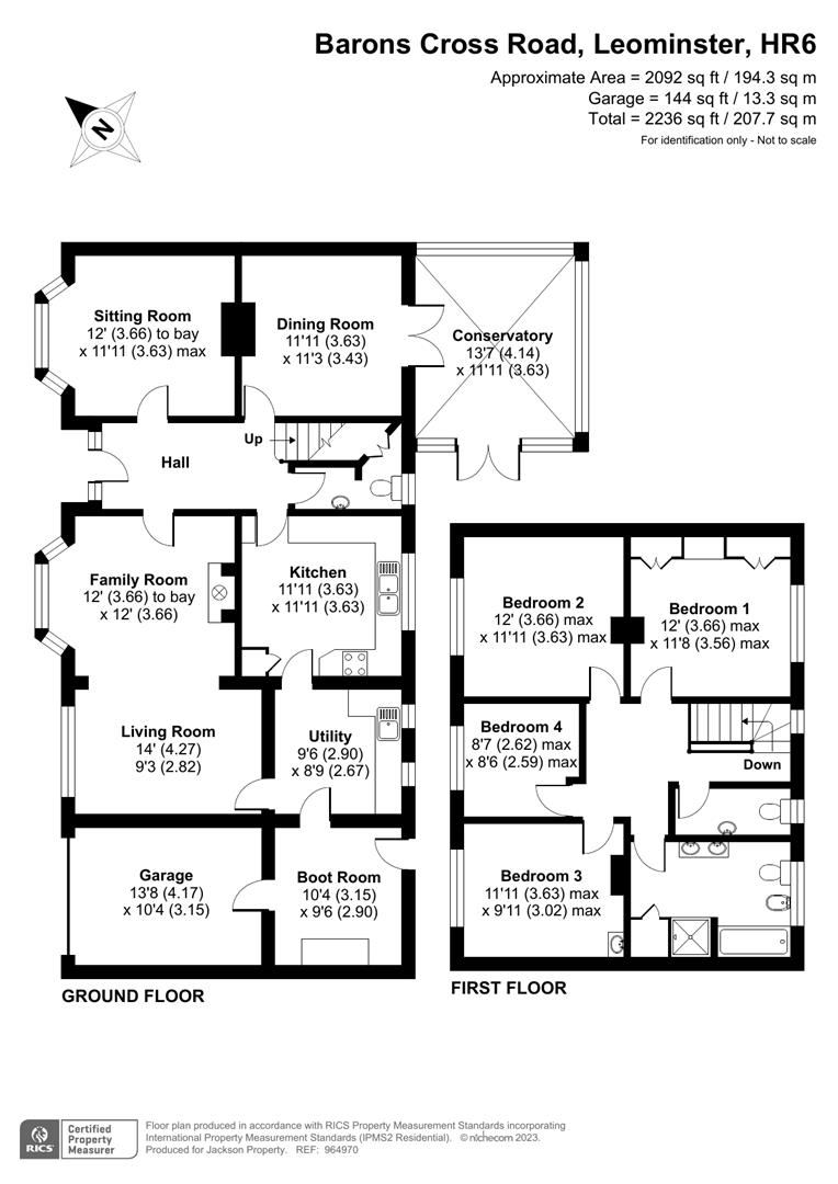 4 bed detached house for sale in Barons Cross Road, Leominster - Property floorplan