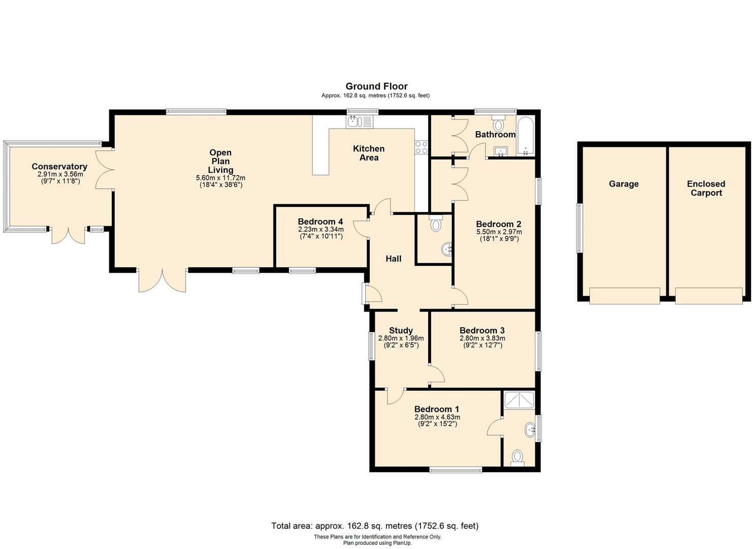 4 bed detached bungalow for sale in School Cottage, Hereford - Property floorplan