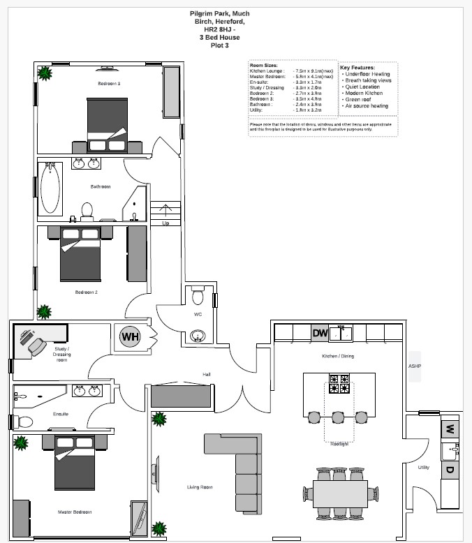3 bed detached house for sale, Hereford - Property floorplan