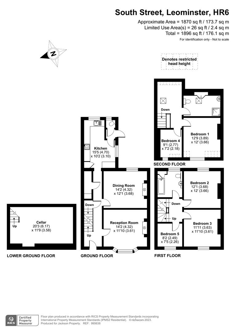 5 bed terraced house for sale in South Street, Herefordshire - Property floorplan