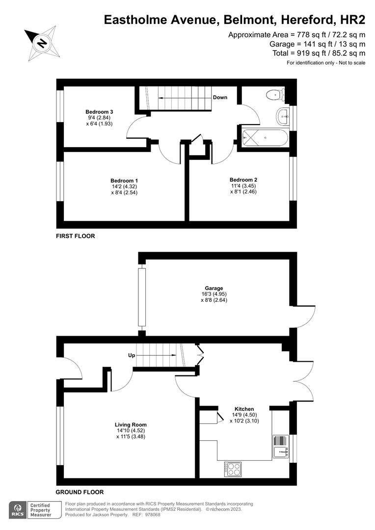 3 bed link detached house for sale in Eastholme Avenue, Hereford - Property floorplan
