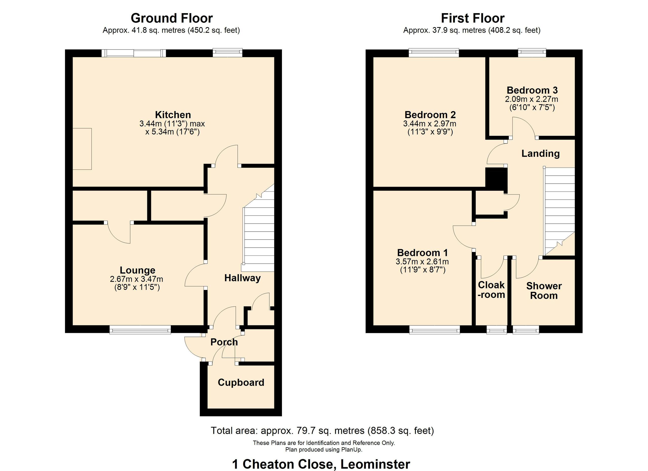 3 bed end of terrace house for sale in Cheaton Close, Leominster - Property floorplan