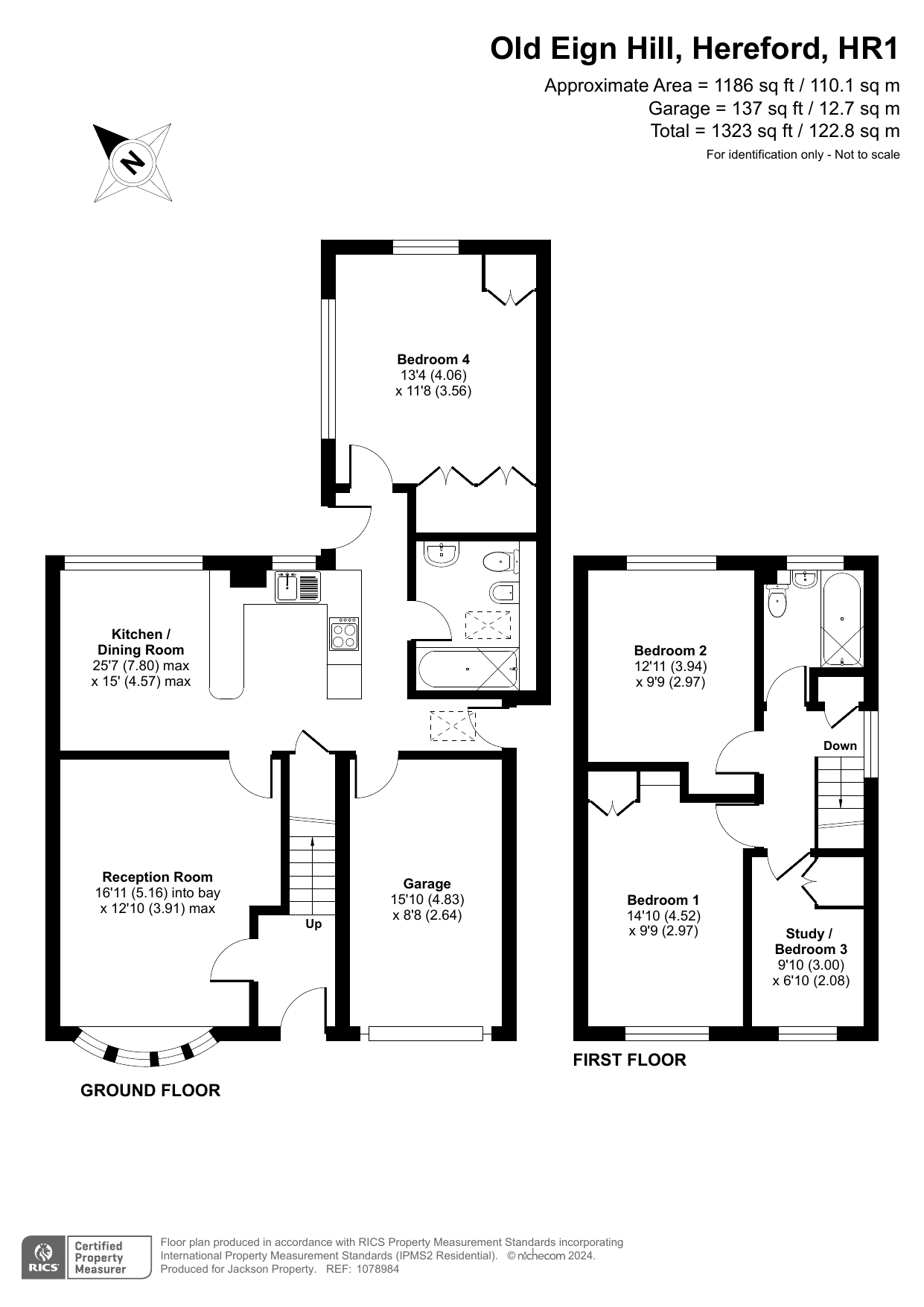 4 bed semi-detached house for sale in Old Eign Hill, Hereford - Property floorplan