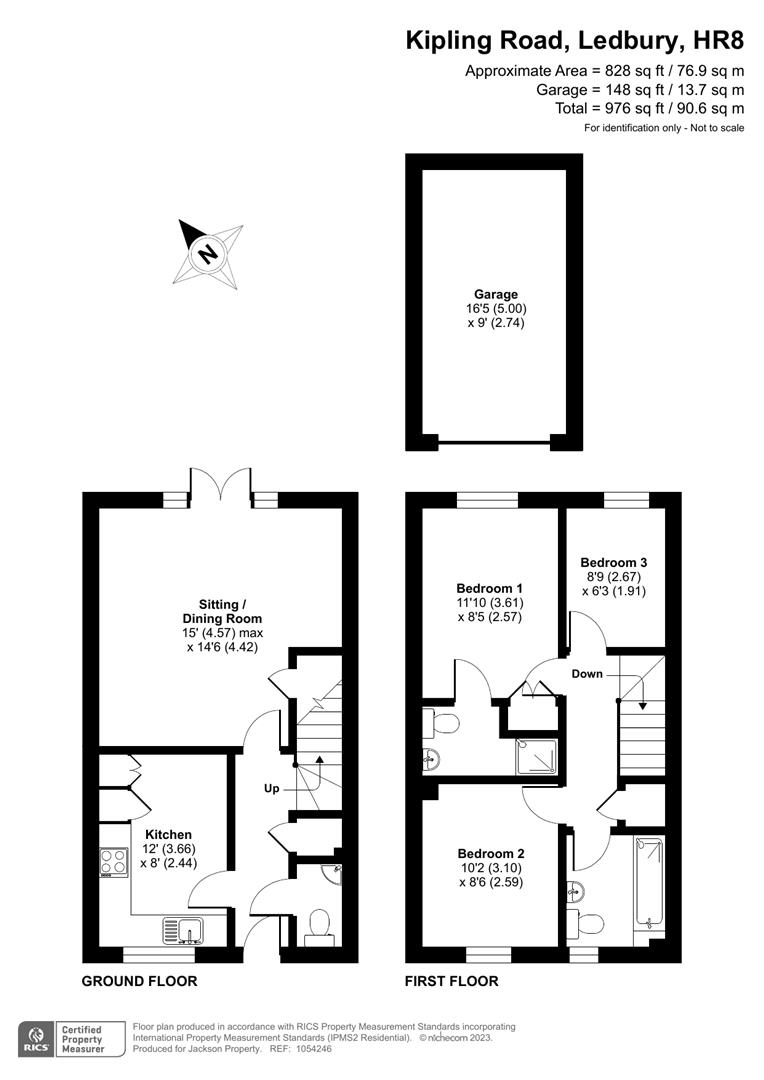 3 bed semi-detached house for sale in Kipling Road, Ledbury - Property floorplan