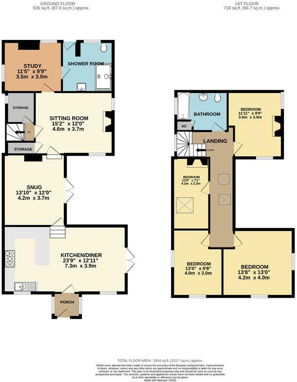 4 bed detached house for sale in Fairview, Ledbury - Property floorplan