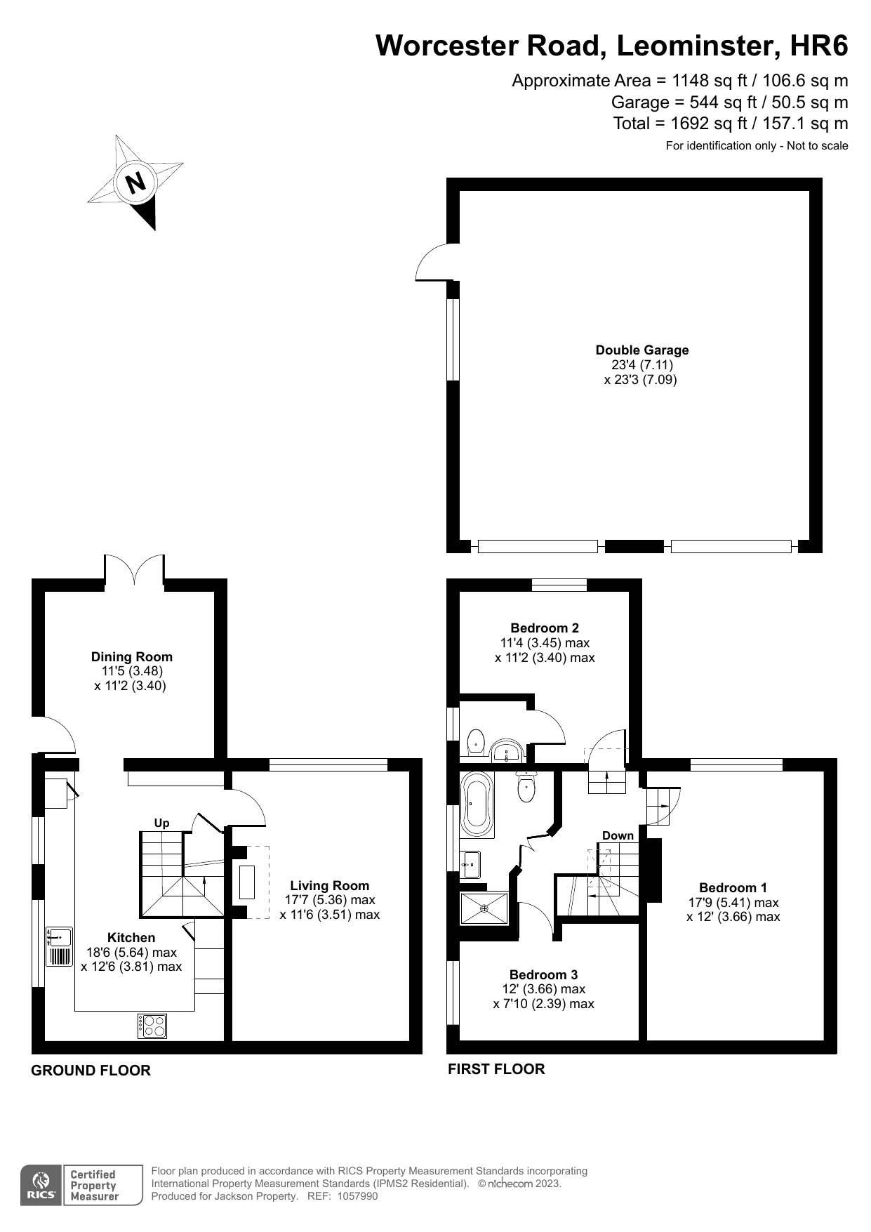 3 bed semi-detached house for sale in Worcester Road, Leominster - Property floorplan
