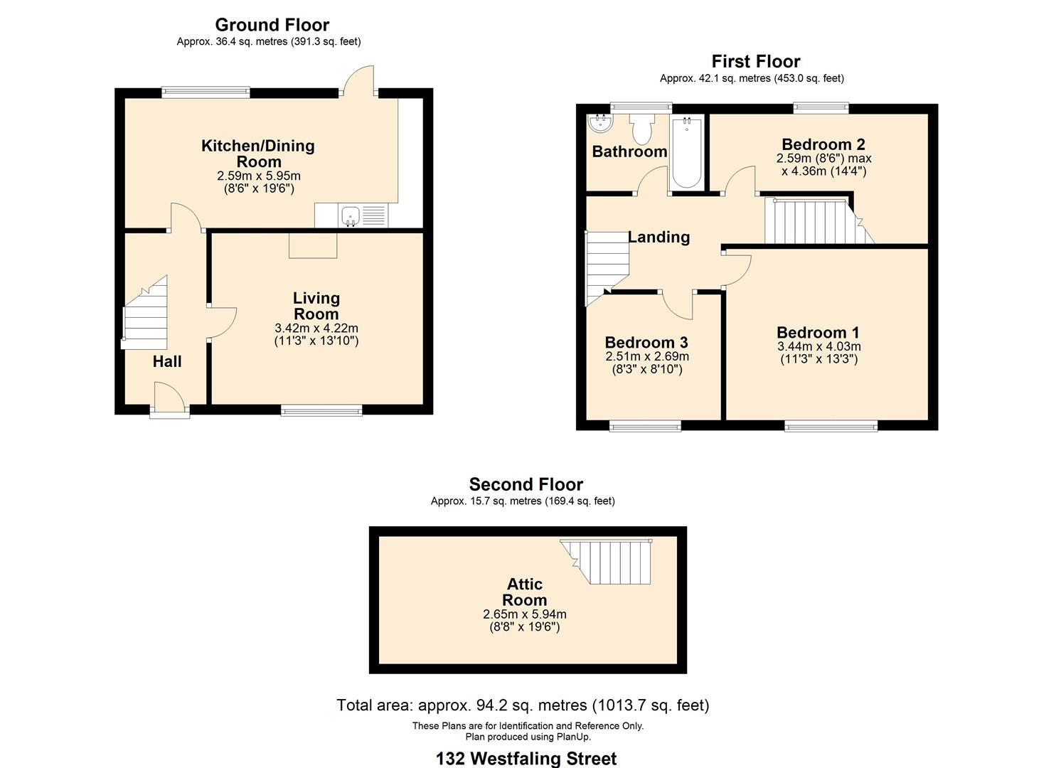 3 bed terraced house for sale in Westfaling Street, Hereford - Property floorplan