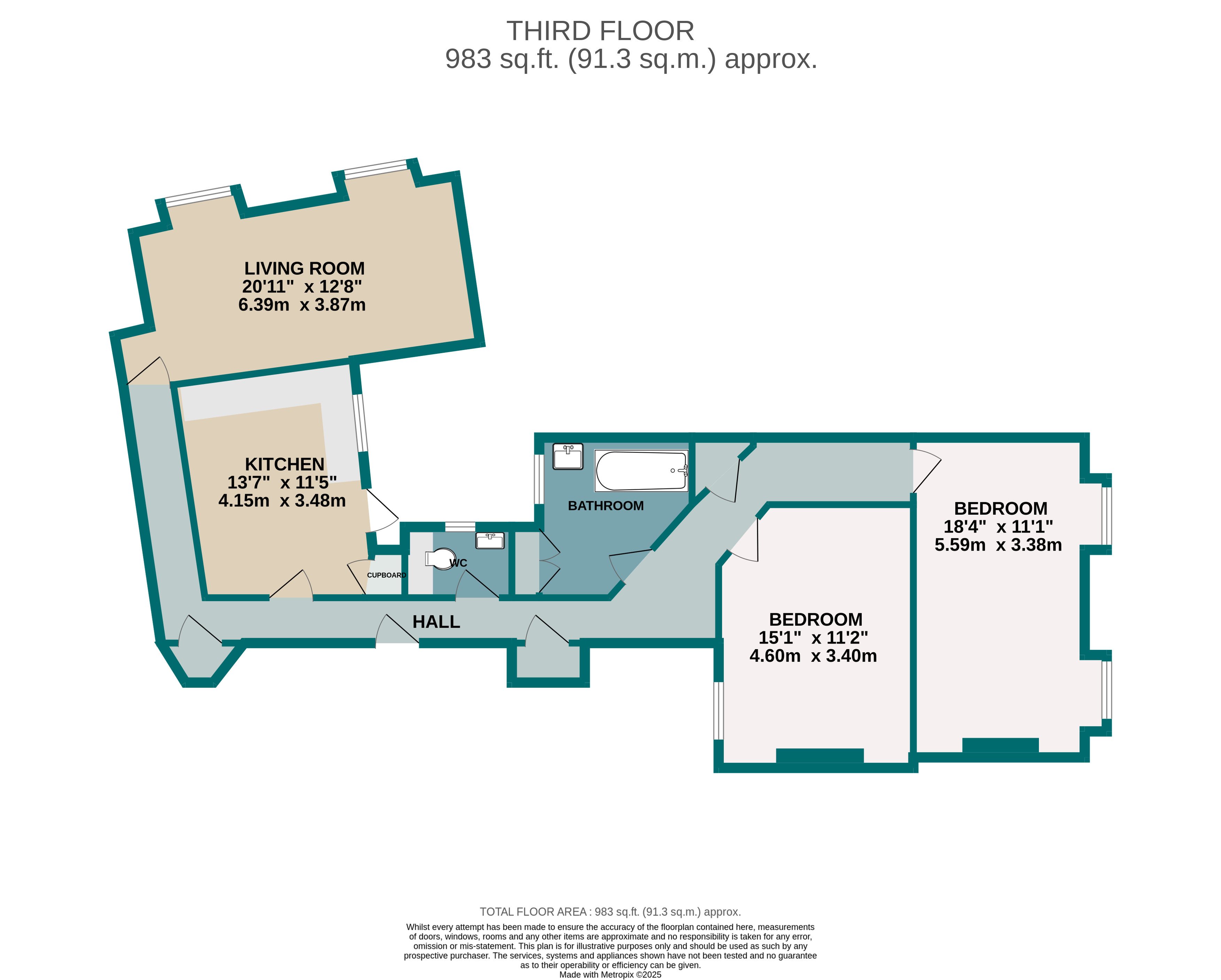 2 bed flat to rent in Richmond Hill, Bournemouth - Property floorplan