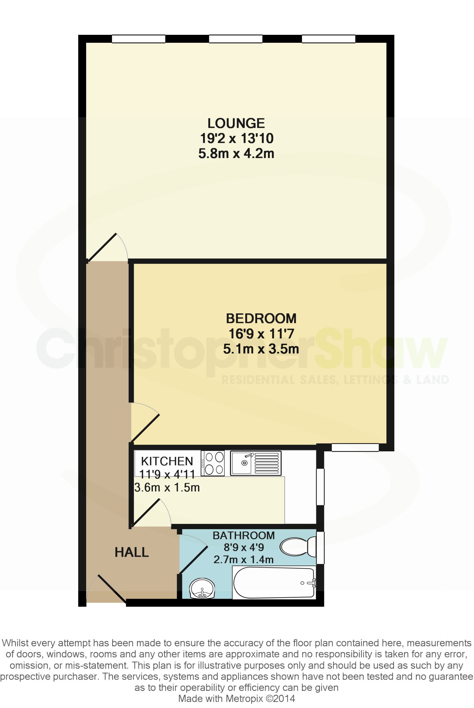 1 bed flat to rent in Richmond Hill, Bournemouth - Property floorplan