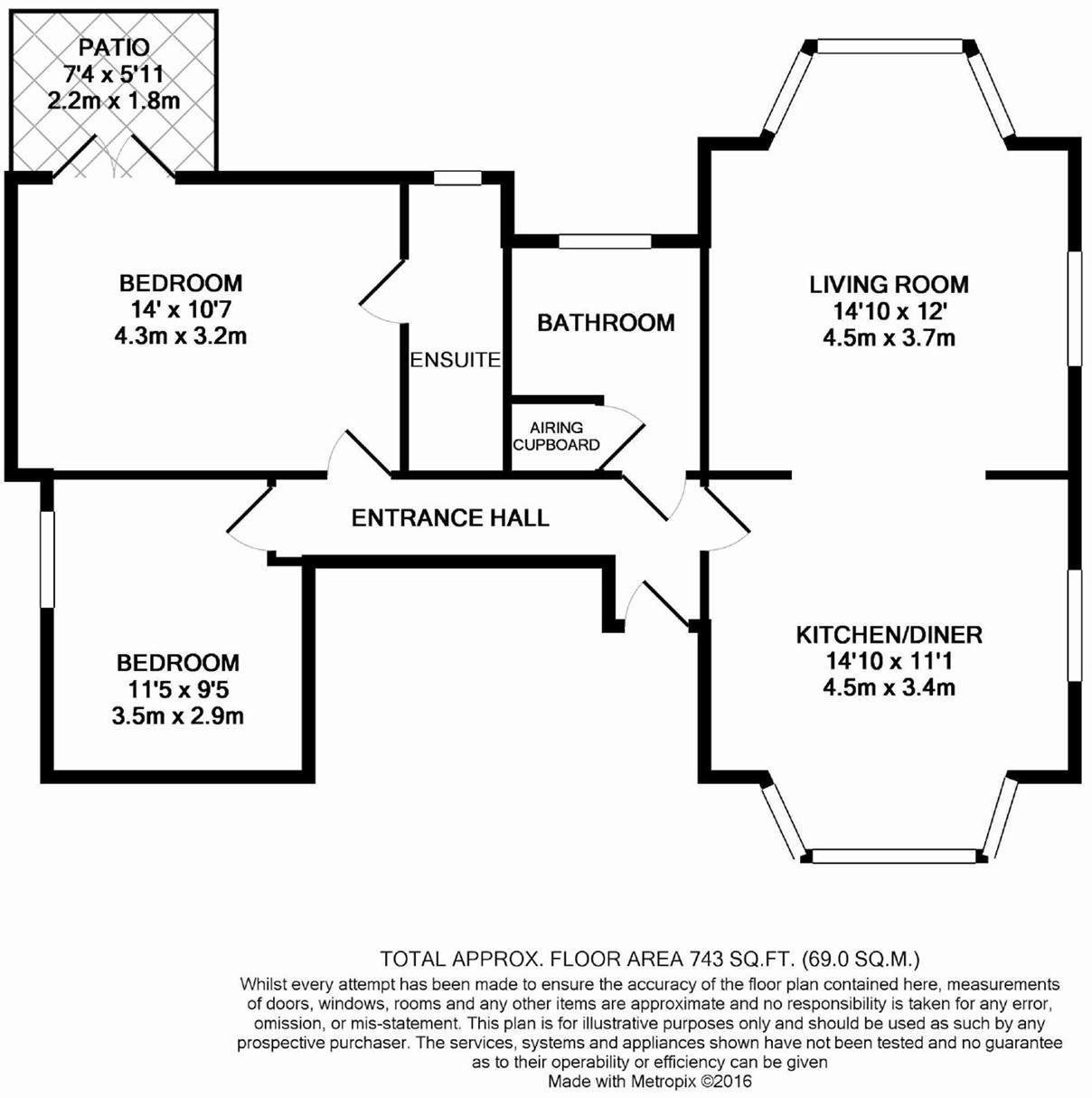 2 bed flat to rent in Cavendish Road - Property floorplan