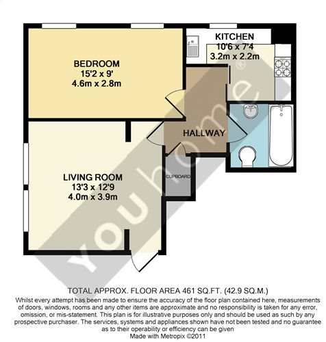 1 bed flat to rent in Westby Road, Bournemouth - Property floorplan