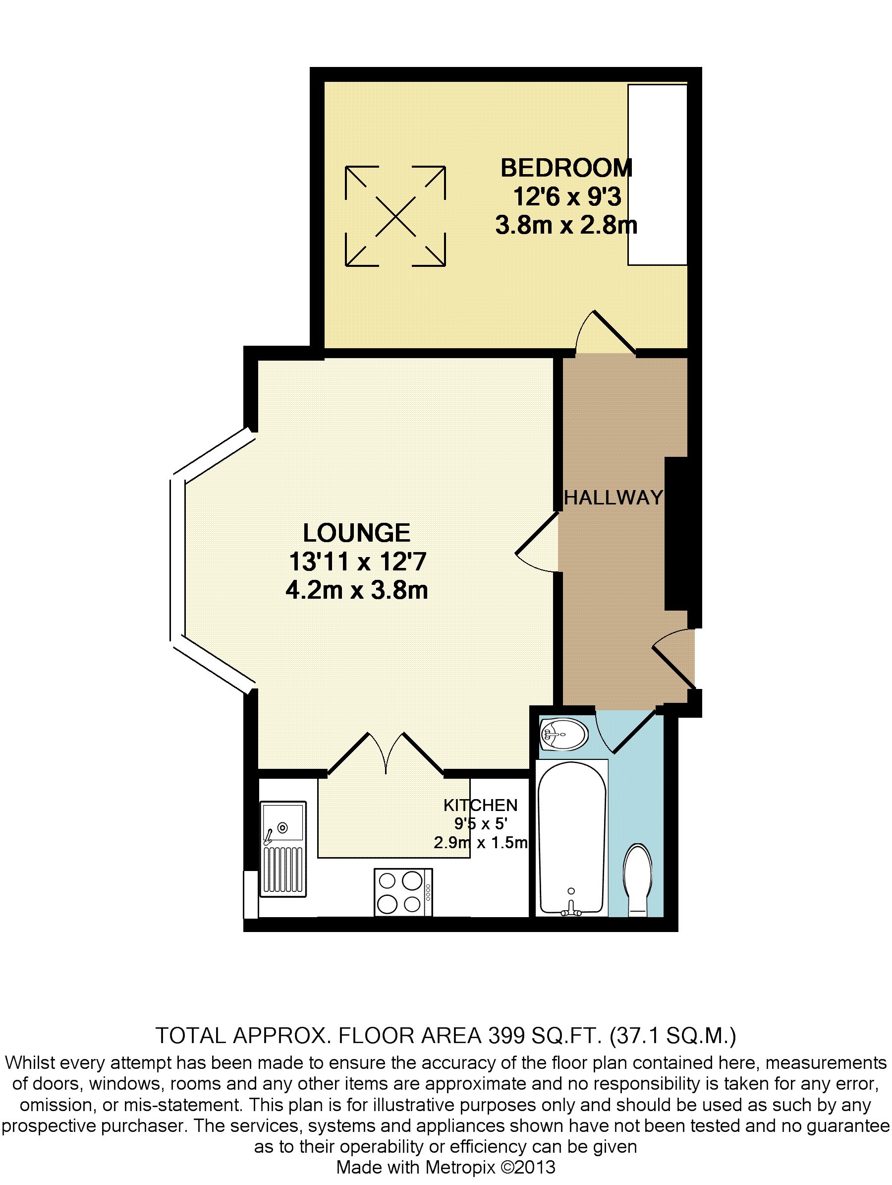 1 bed flat to rent in Portchester Road, Bournemouth - Property floorplan