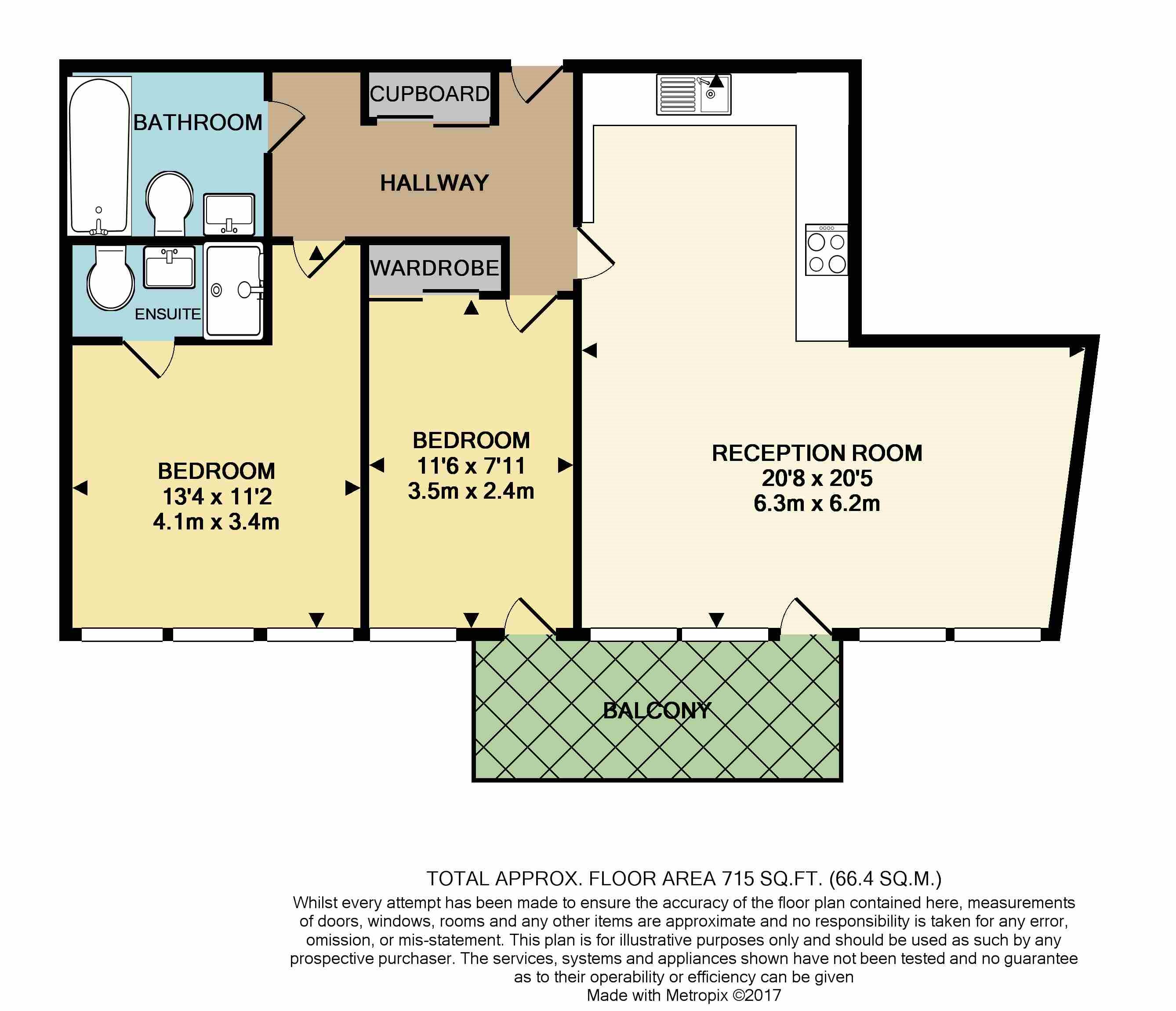 2 bed flat to rent in Post Office Road, Bournemouth - Property floorplan