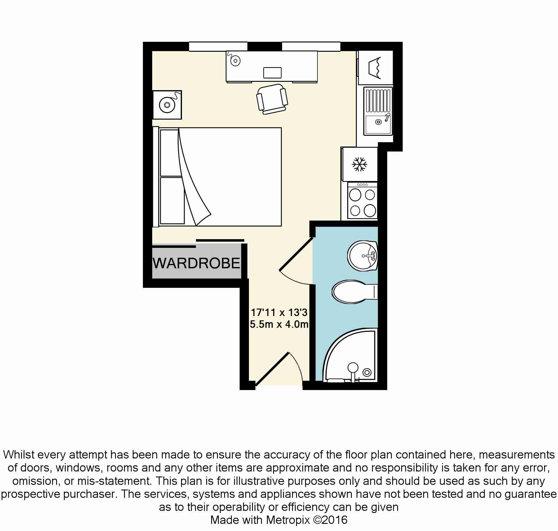 Studio flat to rent in Old Christchurch Road, Bournemouth - Property floorplan