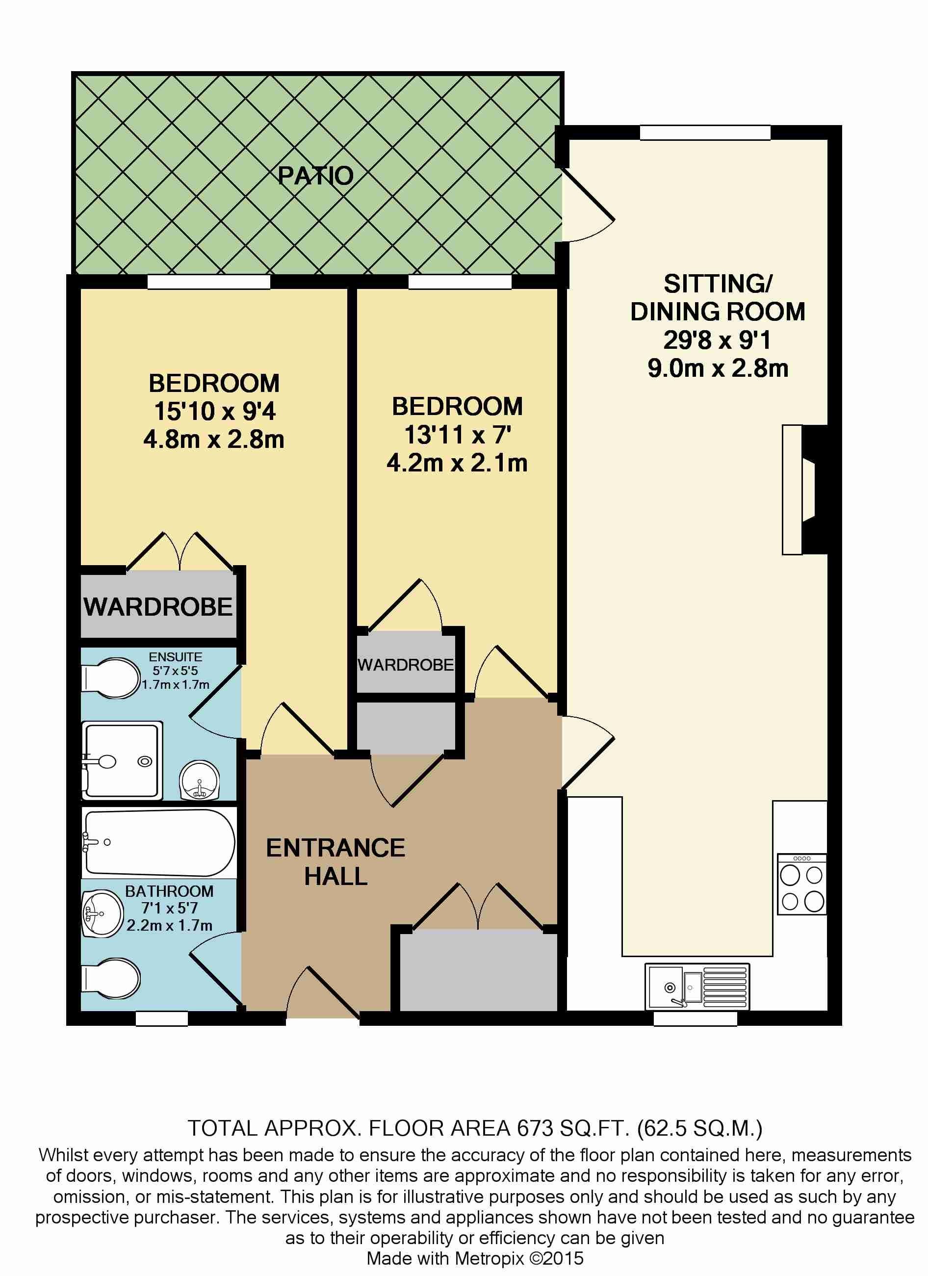 2 bed flat to rent in Whincroft Close, Ferndown - Property floorplan