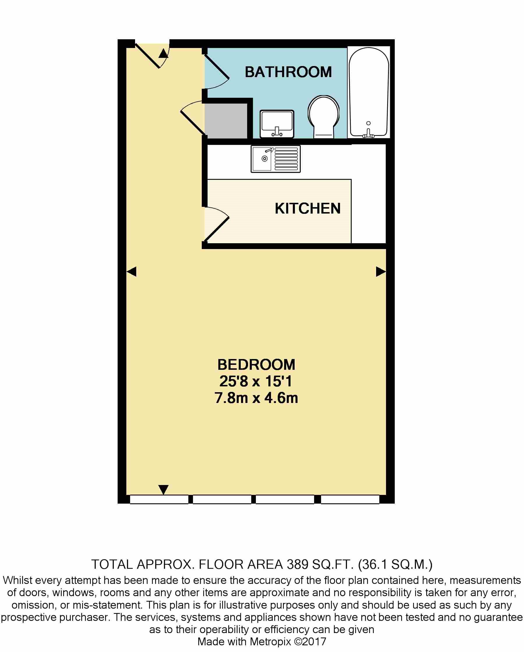 Studio flat to rent in Post Office Road, Bournemouth - Property floorplan