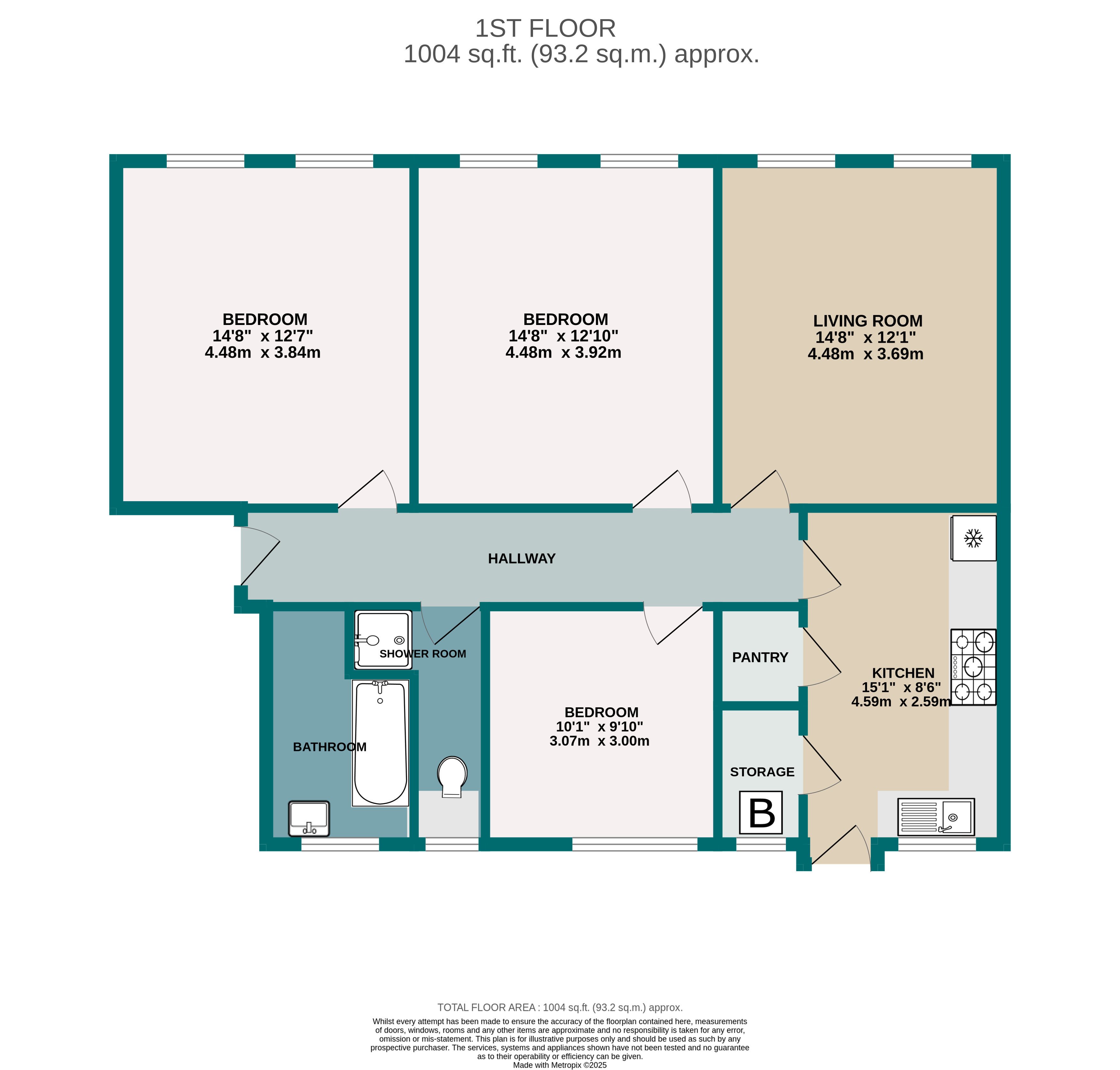 3 bed flat to rent in Richmond Hill, Bournemouth - Property floorplan