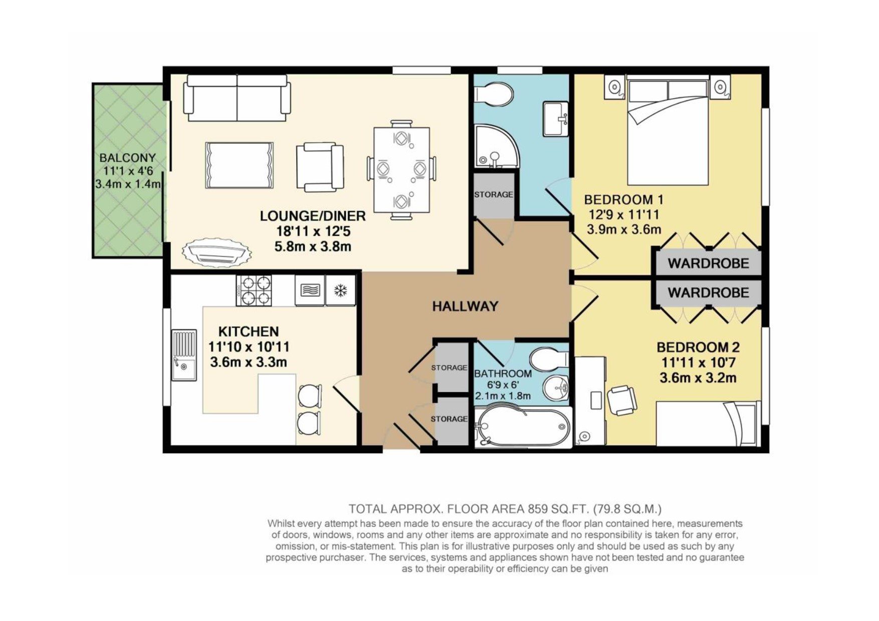 2 bed apartment to rent in Belle Vue Road, Poole - Property floorplan