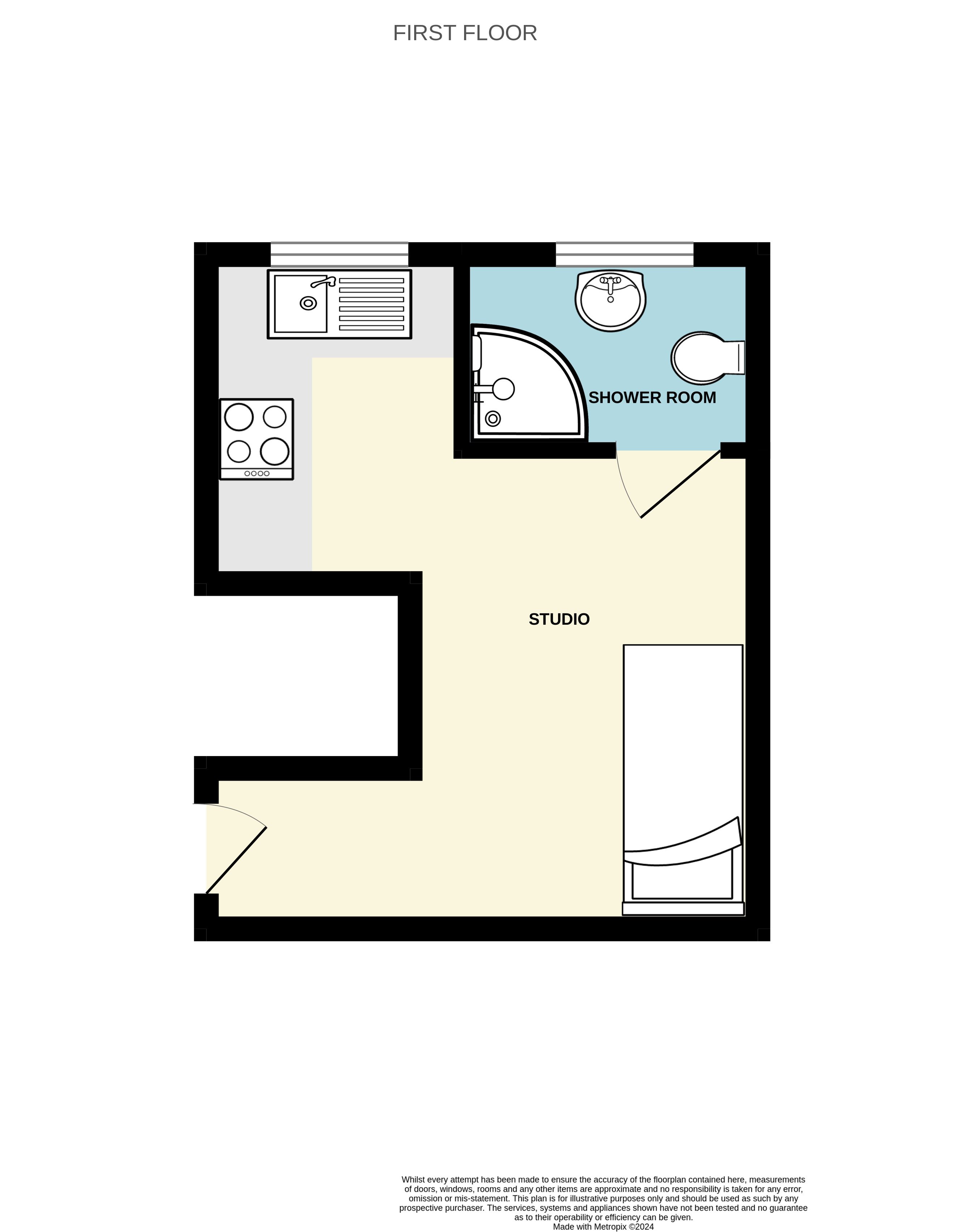 1 bed studio flat to rent in Richmond Hill, Bournemouth - Property floorplan