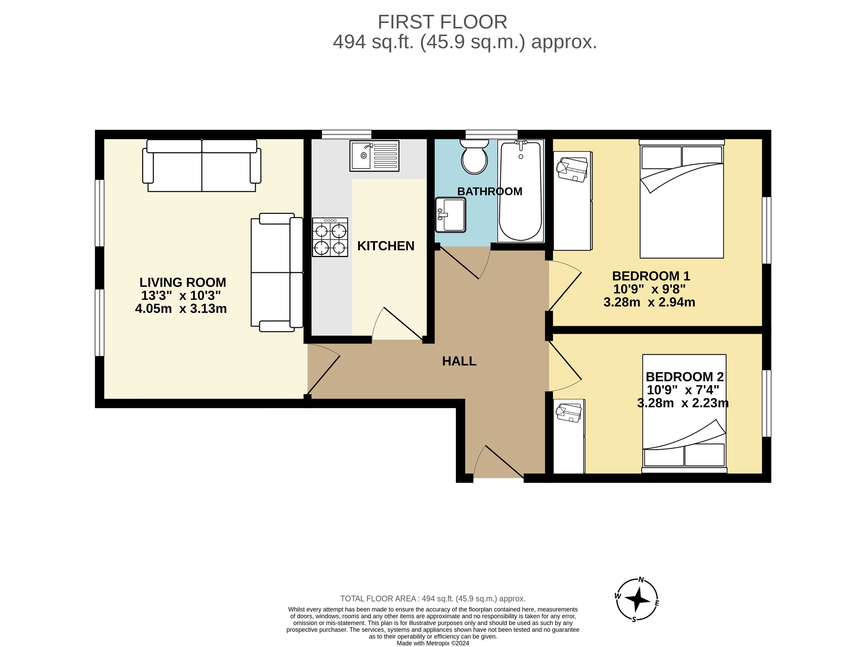 2 bed flat to rent in Ashley Road, Bournemouth - Property floorplan