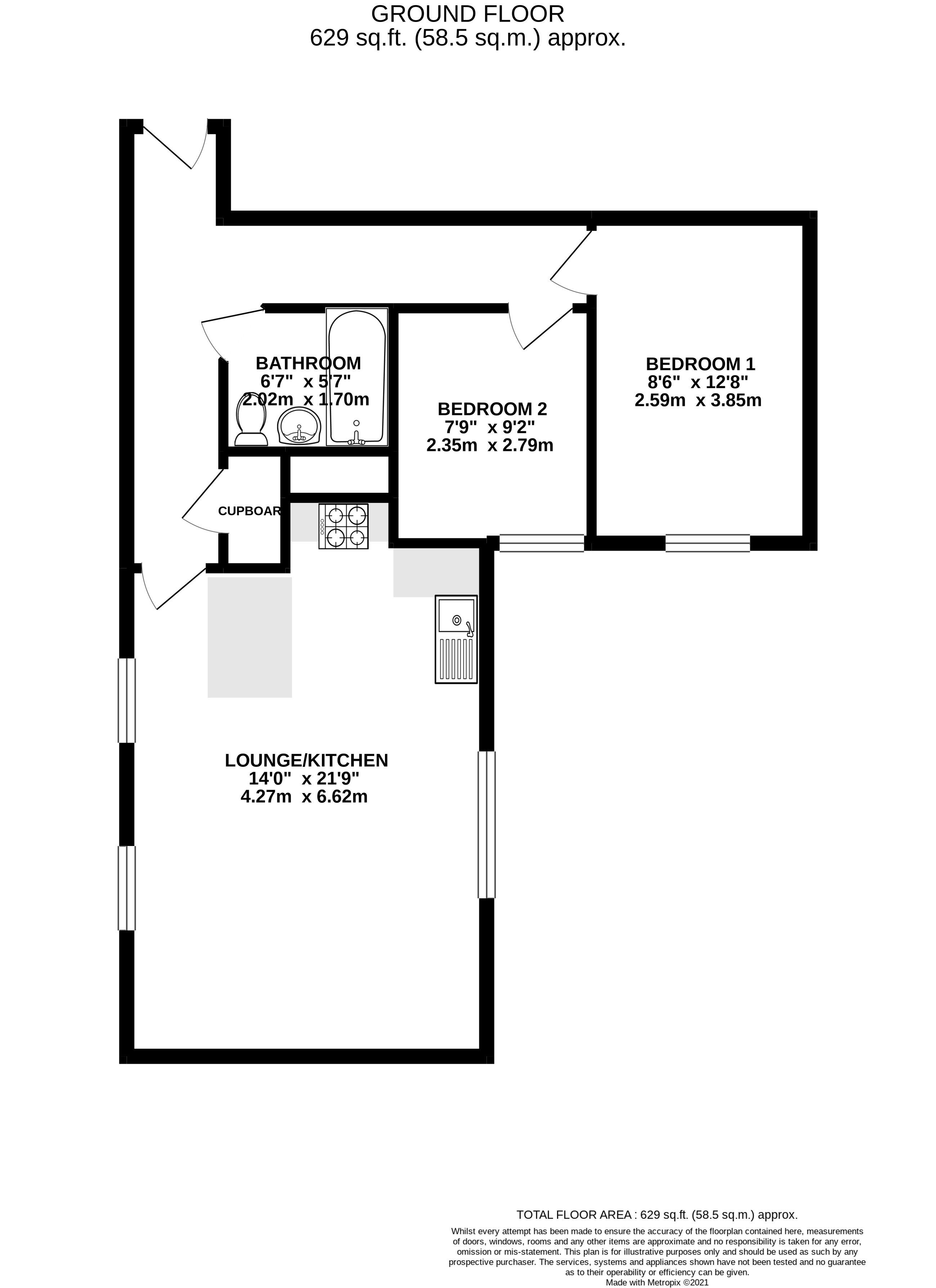 2 bed apartment to rent in Commercial Road, Bournemouth - Property floorplan