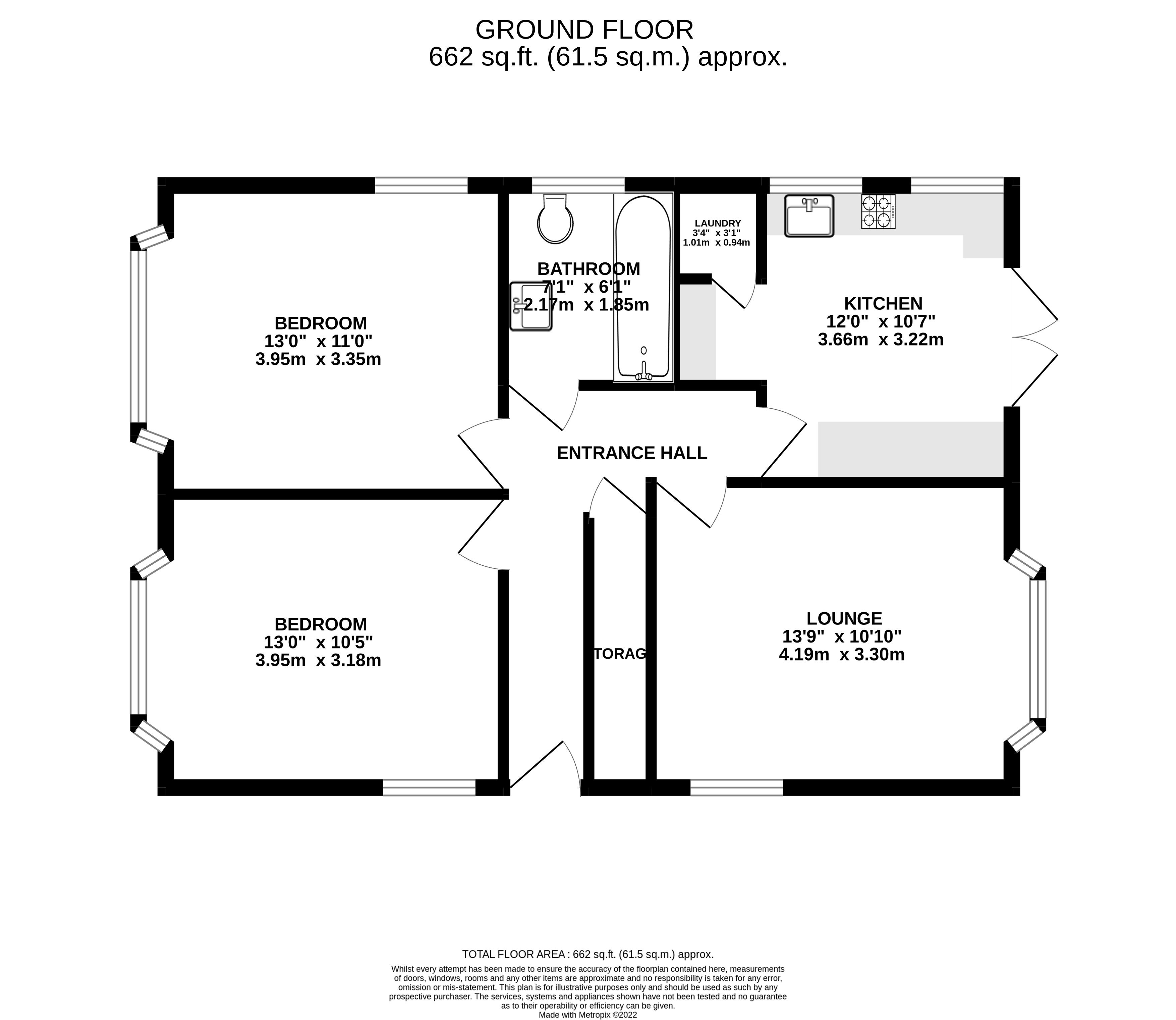2 bed flat to rent in Rushmere Road, Bournemouth - Property floorplan