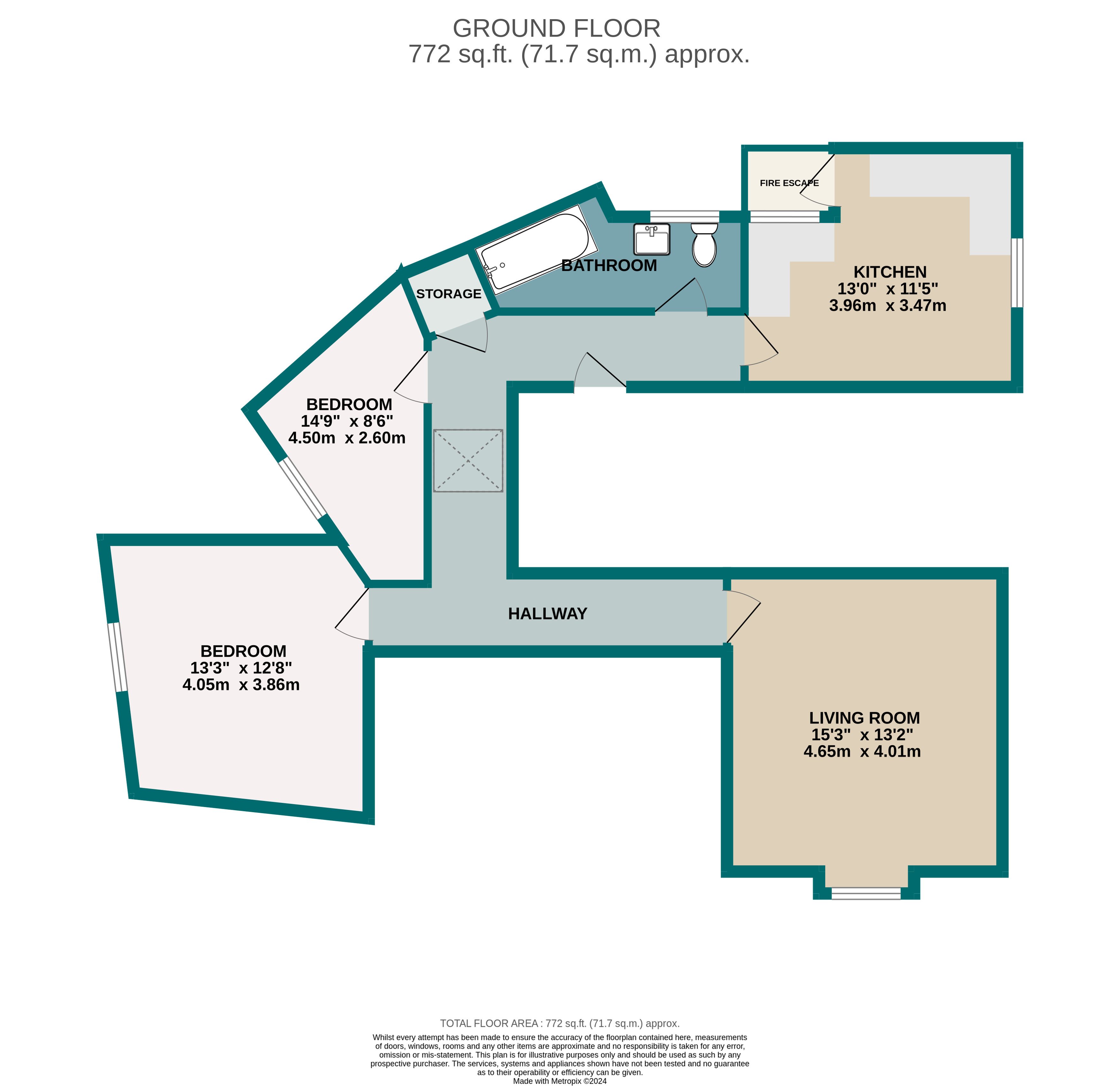 2 bed flat to rent in Richmond Hill, Bournemouth - Property floorplan