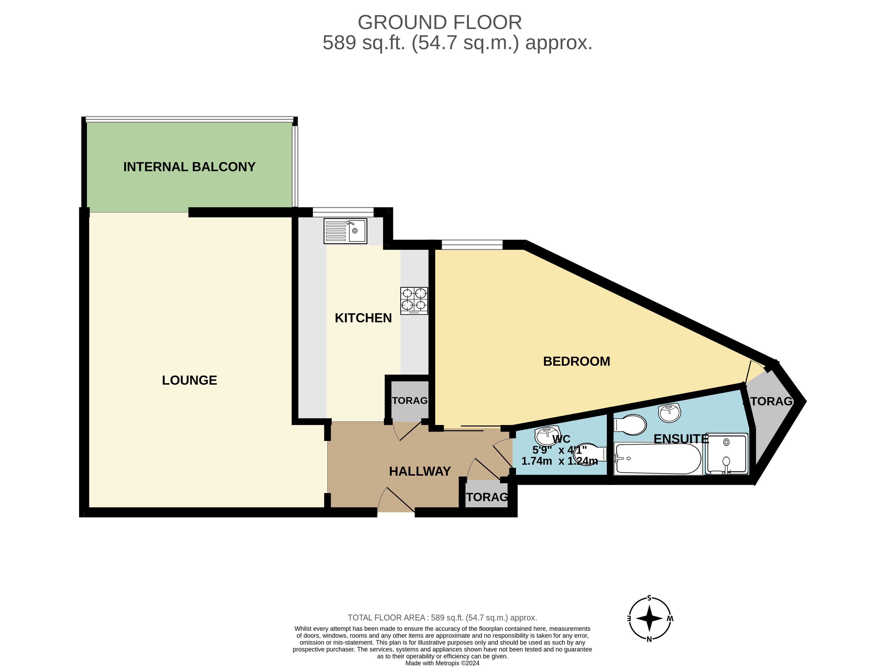 1 bed flat to rent in The Albany, Manor Road - Property floorplan