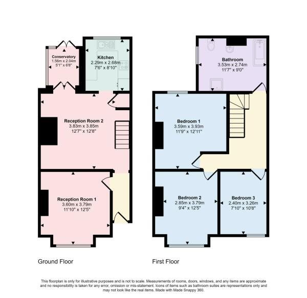 3 bed terraced house to rent in Denmark Road, Poole - Property floorplan