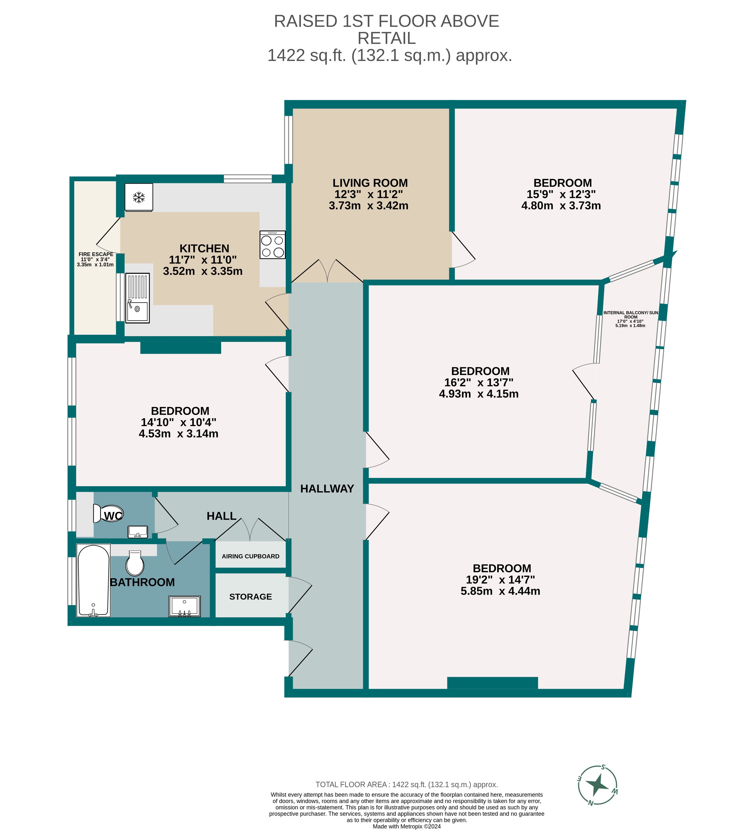 4 bed flat to rent in Richmond Hill, Bournemouth - Property floorplan