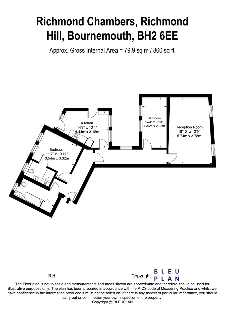 2 bed flat to rent in Richmond Hill, Bournemouth - Property floorplan