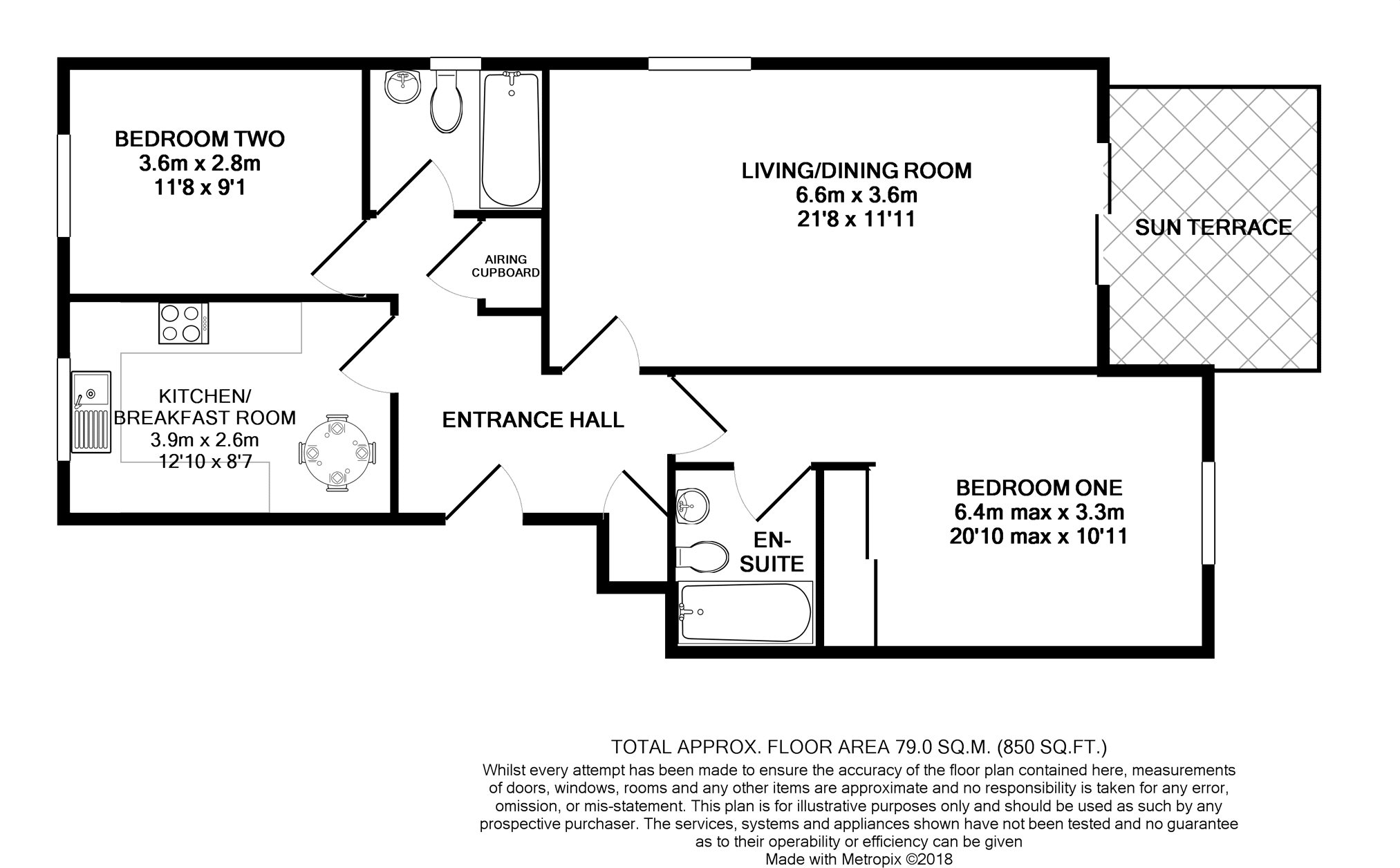 2 bed flat to rent in The Marina, Bournemouth - Property floorplan