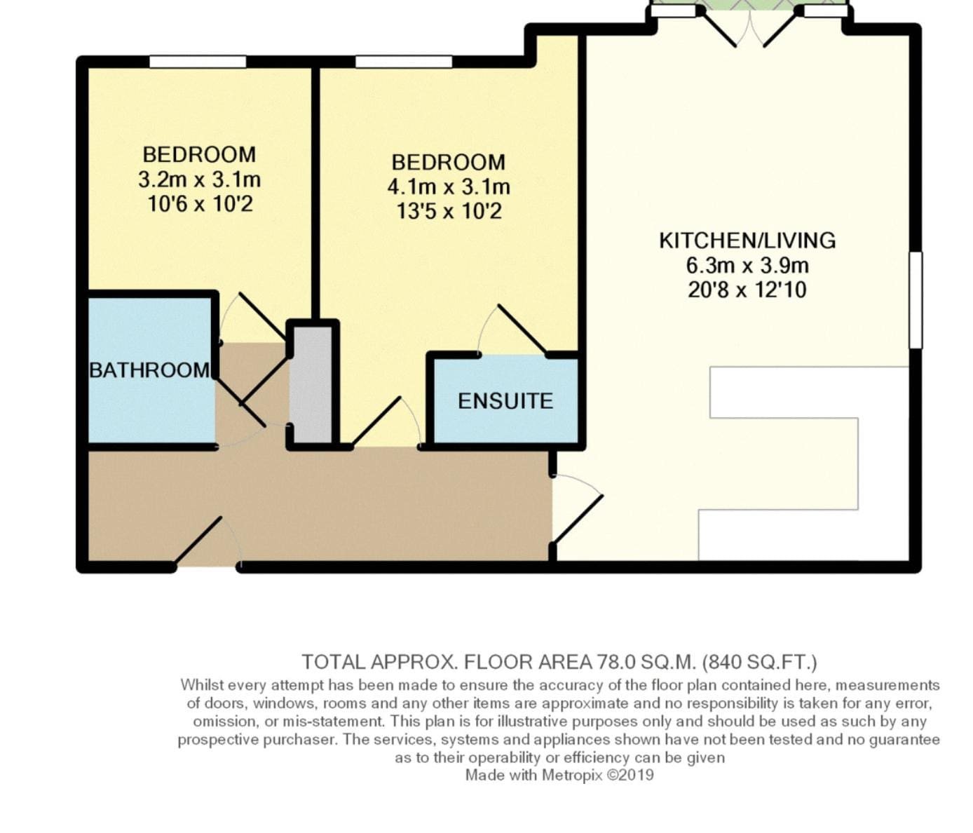 2 bed ground floor flat to rent in Bournemouth Road - Property floorplan